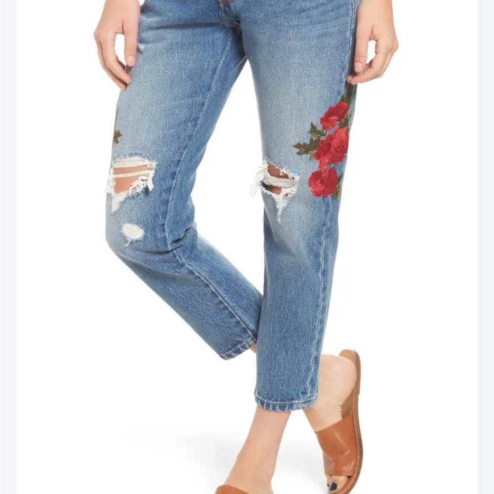 Levi’s 501 Floral Embroidered Boyfriend Jeans